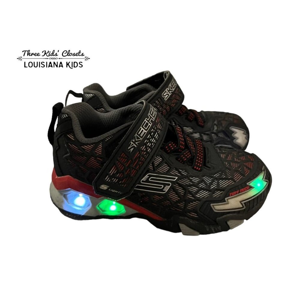 Skechers Sz 11 Black & Red Light Up Sneakers Shoes